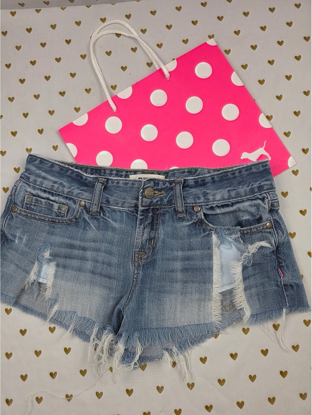 Victorias Secret PINK Denim Super Short Cutoff Shorts Size 0